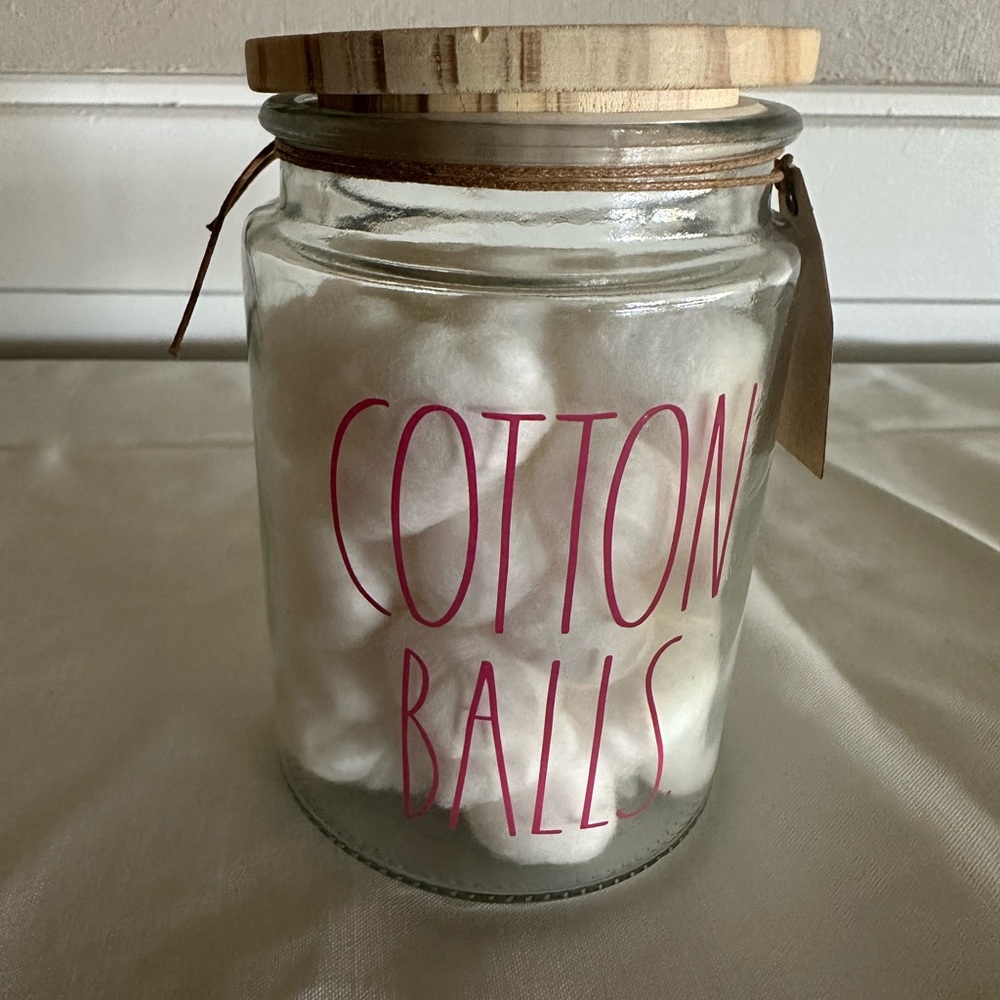 Rae Dunn “Cotton balls” glass storage container